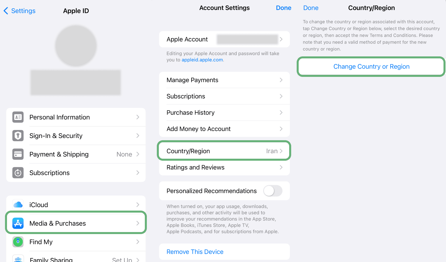 Changing region in your existing account