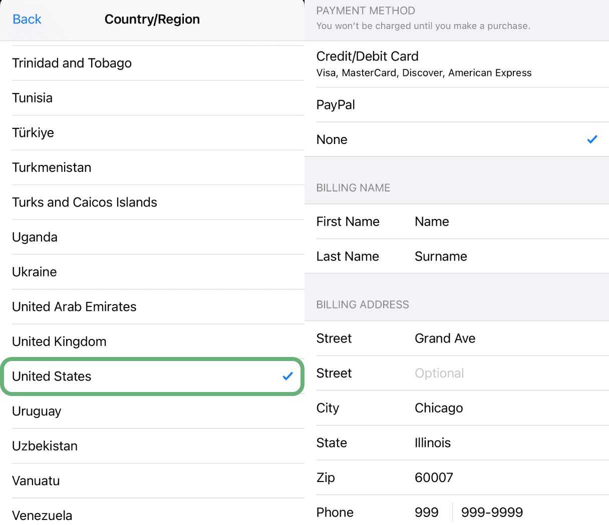 De regio in je bestaande account wijzigen